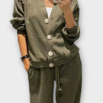 Joanne, Buttoned Cardigan & Trousers Set
