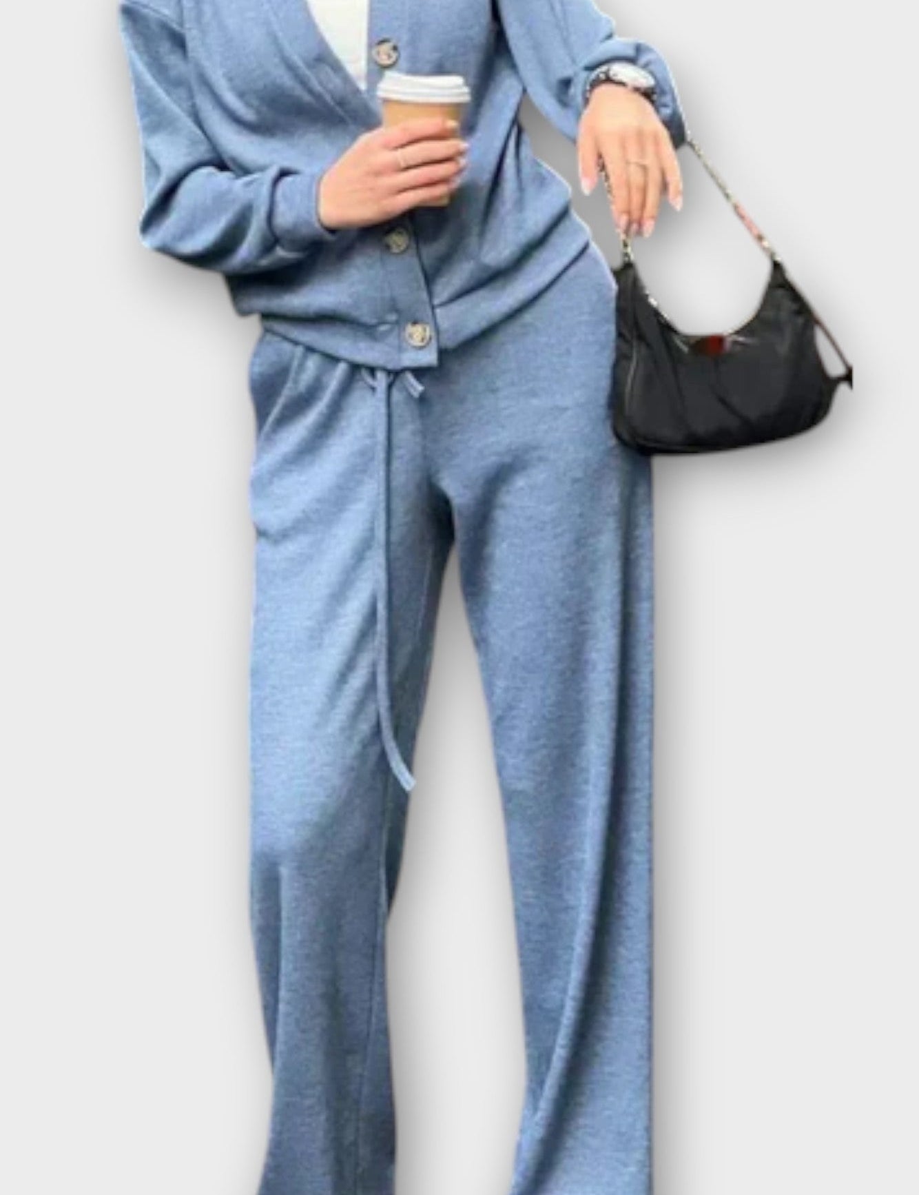Joanne, Buttoned Cardigan & Trousers Set