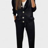 Joanne, Buttoned Cardigan & Trousers Set