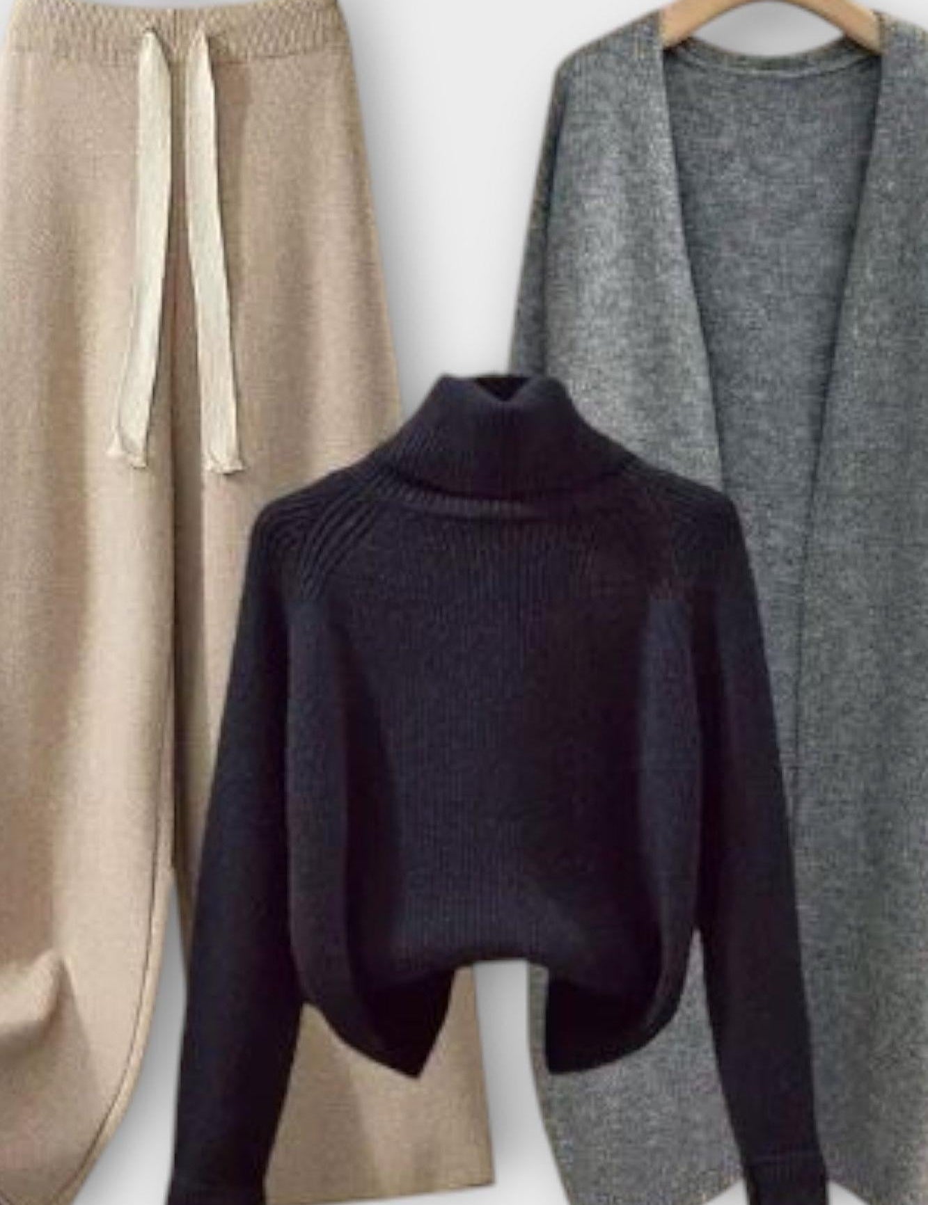 Joanne, Roll-Neck Jumper, Cardigan & Trousers Set