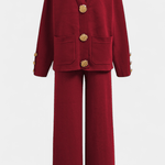 Karen, Buttoned Cardigan & Wide-Leg Trousers Set