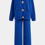 Karen, Buttoned Cardigan & Wide-Leg Trousers Set