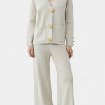 Karen, Buttoned Cardigan & Wide-Leg Trousers Set