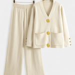 Karen, Buttoned Cardigan & Wide-Leg Trousers Set