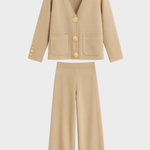 Karen, Buttoned Cardigan & Wide-Leg Trousers Set
