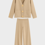 Karen, Buttoned Cardigan & Wide-Leg Trousers Set