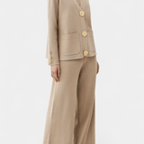 Karen, Buttoned Cardigan & Wide-Leg Trousers Set