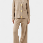 Karen, Buttoned Cardigan & Wide-Leg Trousers Set