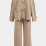 Karen, Buttoned Cardigan & Wide-Leg Trousers Set