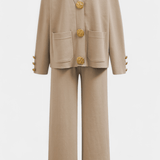 Karen, Buttoned Cardigan & Wide-Leg Trousers Set