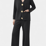 Karen, Buttoned Cardigan & Wide-Leg Trousers Set