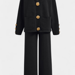 Karen, Buttoned Cardigan & Wide-Leg Trousers Set