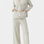 Karen, Buttoned Cardigan & Wide-Leg Trousers Set