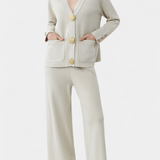 Karen, Buttoned Cardigan & Wide-Leg Trousers Set