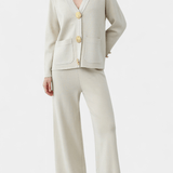 Karen, Buttoned Cardigan & Wide-Leg Trousers Set