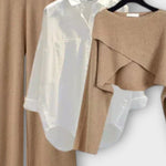 Carla, Three-Piece Shirt, Knitted Top & Trousers Set