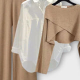 Carla, Three-Piece Shirt, Knitted Top & Trousers Set