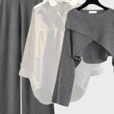 Carla, Three-Piece Shirt, Knitted Top & Trousers Set