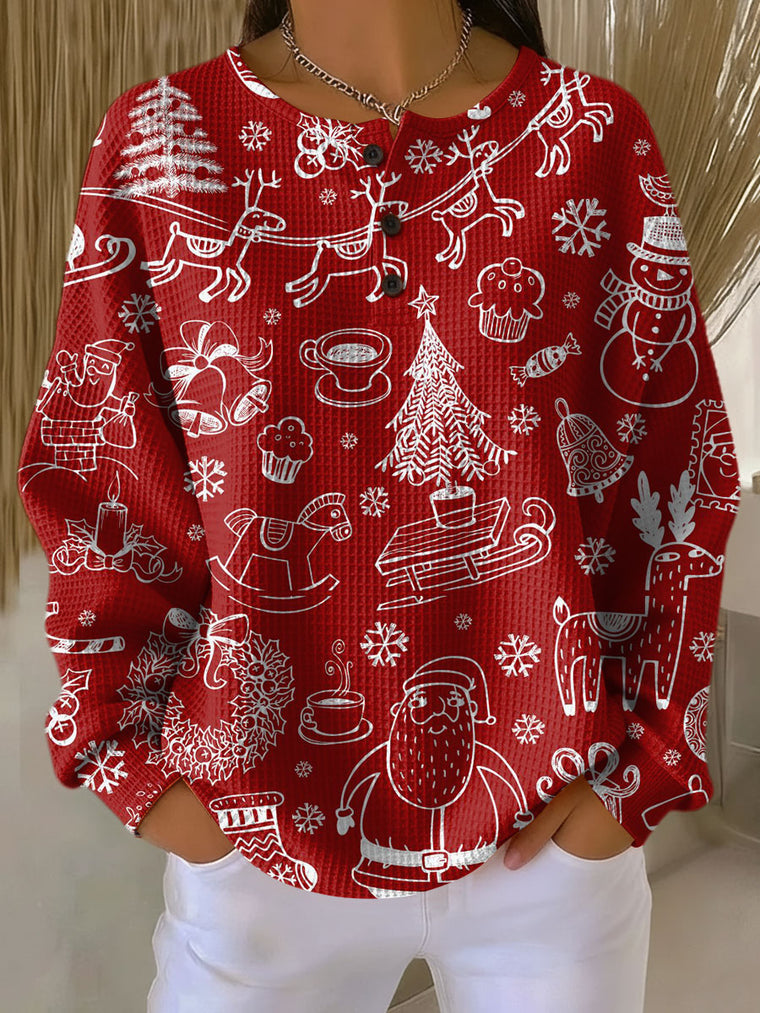 Merle | Christmas Jumper in Red with White Designs