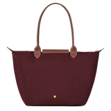 Large Packable Tote Bag, Burgundy, close-up