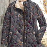 Lettice Grey Quilted Jacket with Floral Pattern - view 2