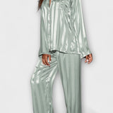 Laura, Satin-Look Shirt & Trousers Set