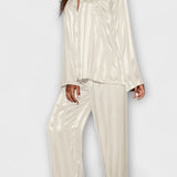 Laura, Satin-Look Shirt & Trousers Set
