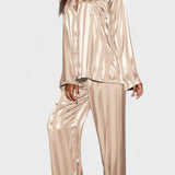 Laura, Satin-Look Shirt & Trousers Set