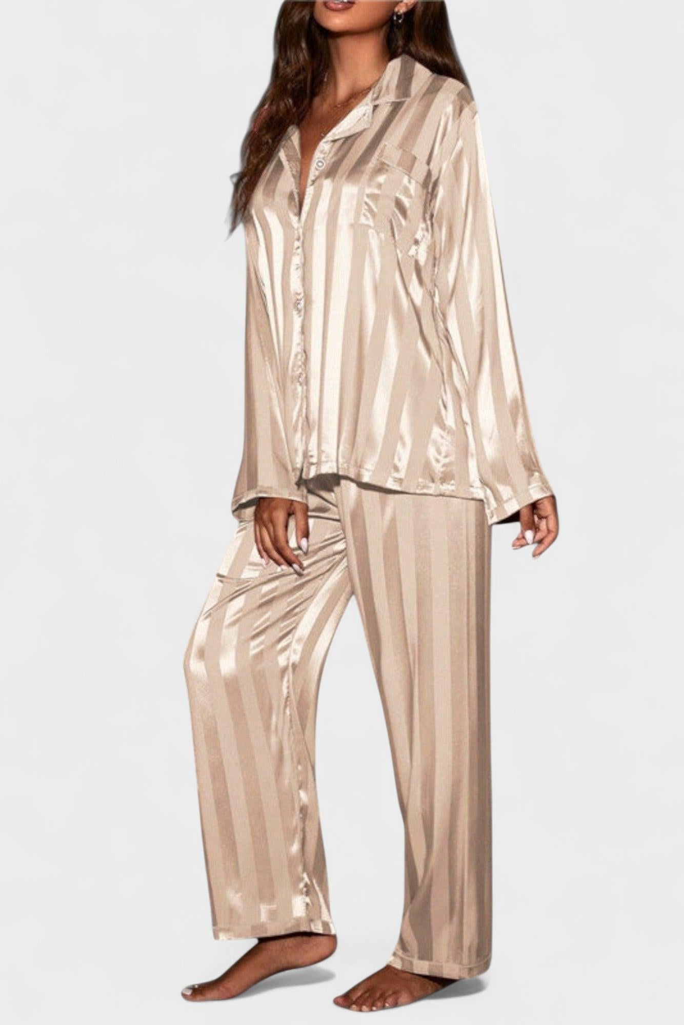 Laura, Satin-Look Shirt & Trousers Set