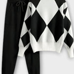 Laura, Argyle Knitted Jumper & Trousers Set