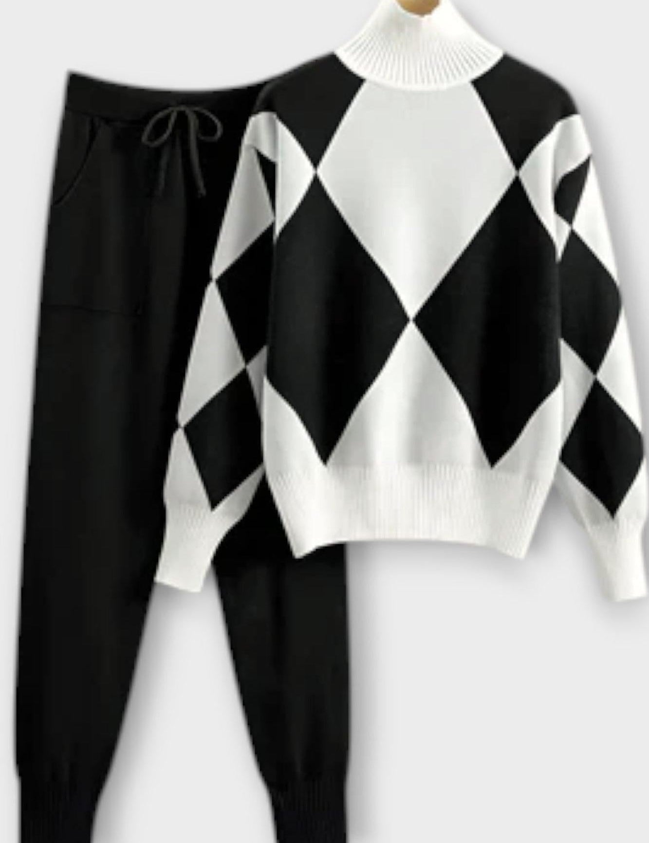 Laura, Argyle Knitted Jumper & Trousers Set