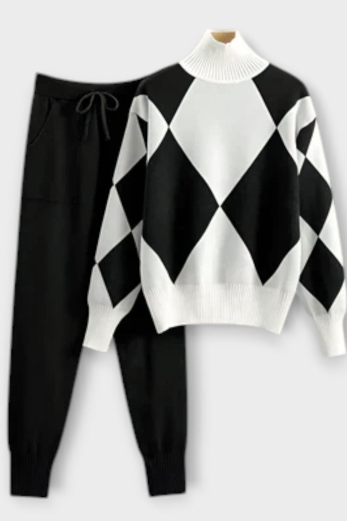 Laura, Argyle Knitted Jumper & Trousers Set