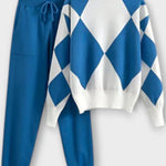 Laura, Argyle Knitted Jumper & Trousers Set