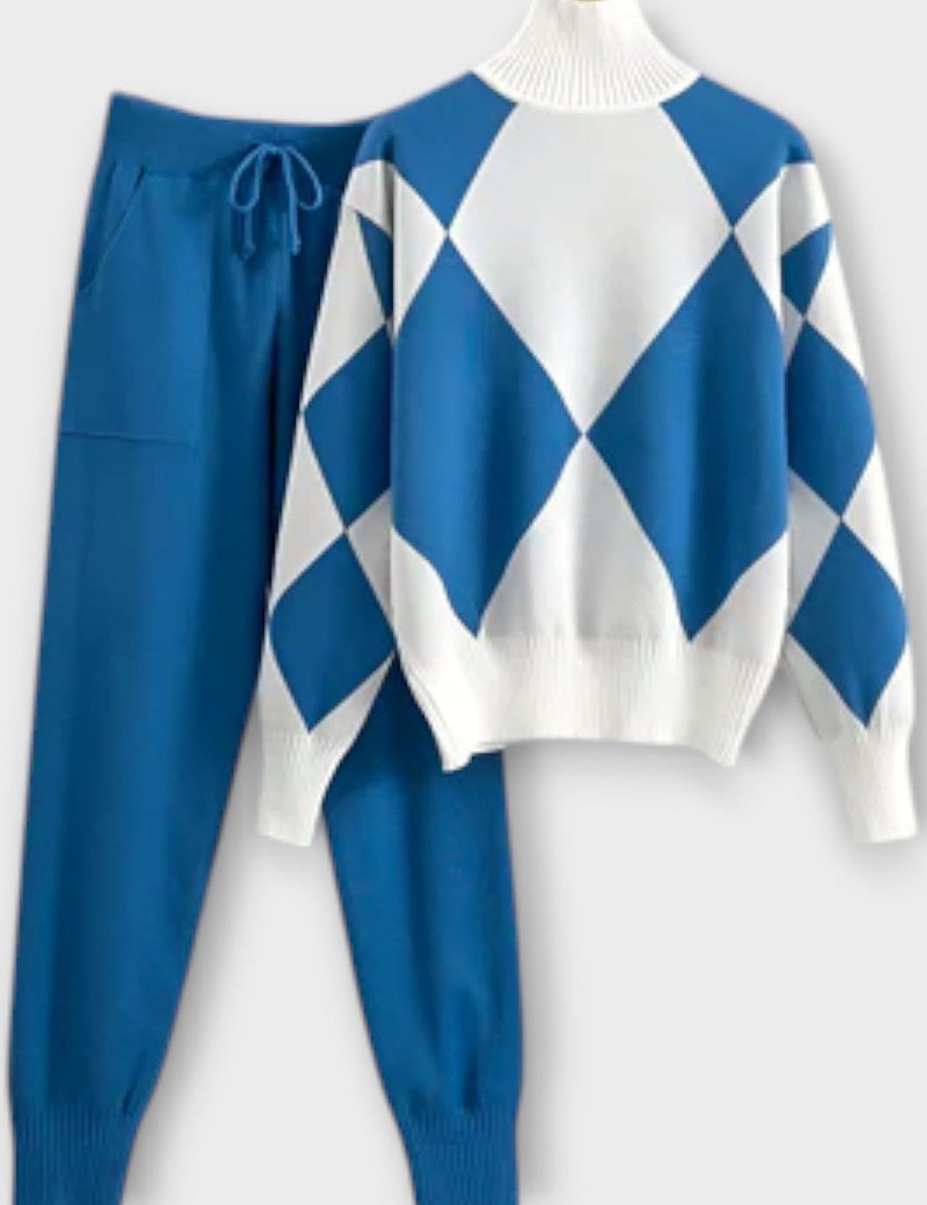Laura, Argyle Knitted Jumper & Trousers Set