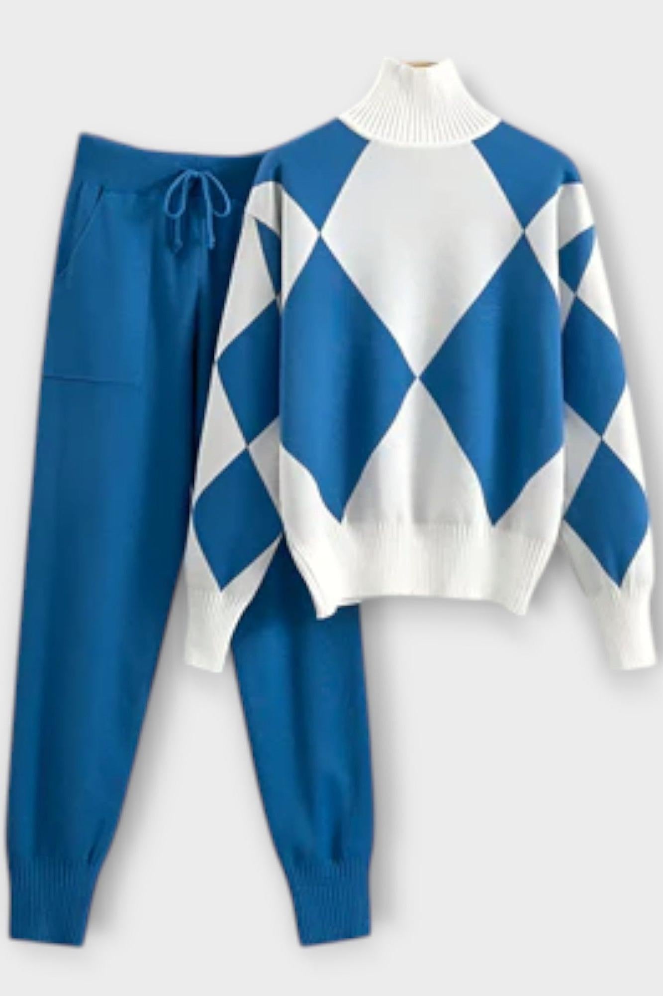 Laura, Argyle Knitted Jumper & Trousers Set