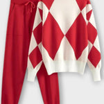 Laura, Argyle Knitted Jumper & Trousers Set