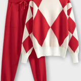 Laura, Argyle Knitted Jumper & Trousers Set