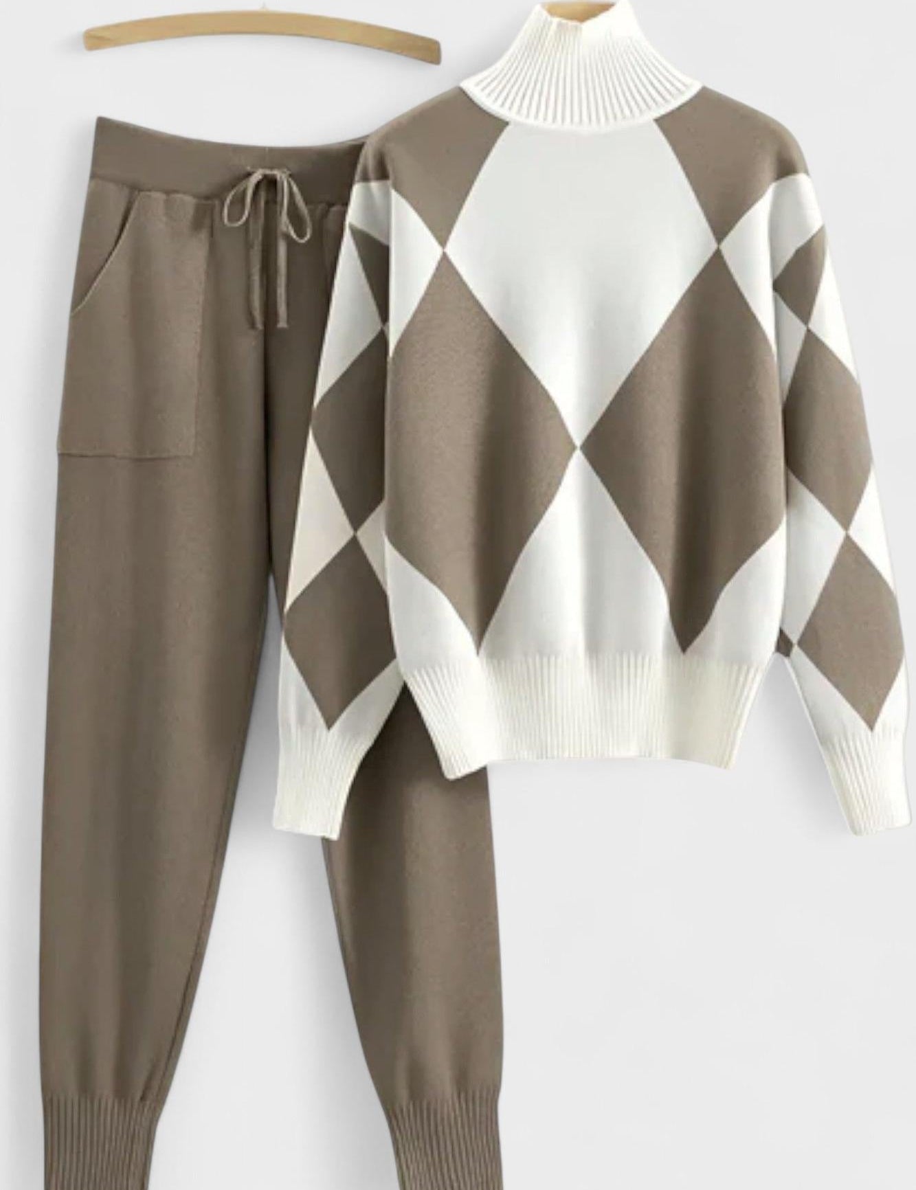 Laura, Argyle Knitted Jumper & Trousers Set