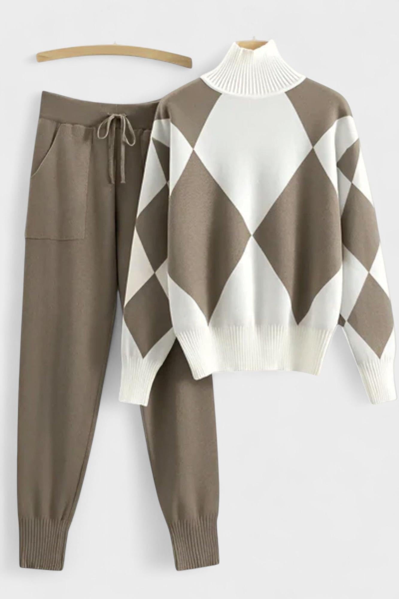 Laura, Argyle Knitted Jumper & Trousers Set