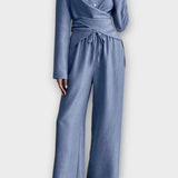 Olivia, Wrap Top & Wide-Leg Trousers Set