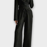 Olivia, Wrap Top & Wide-Leg Trousers Set