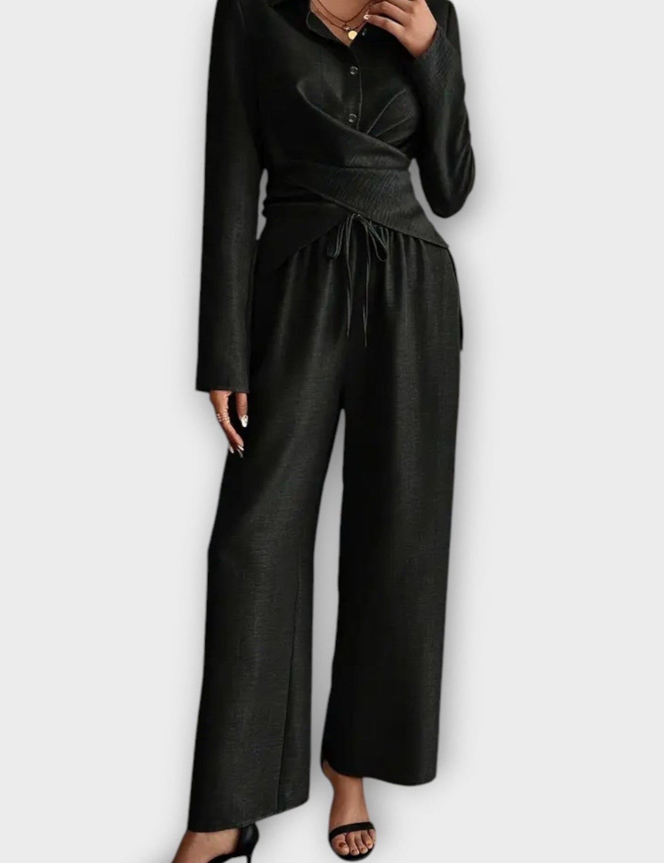 Olivia, Wrap Top & Wide-Leg Trousers Set