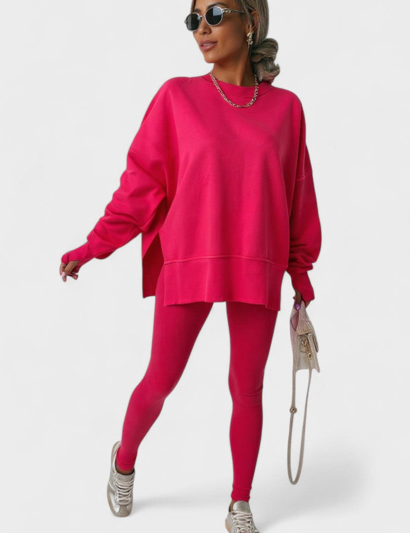 Olivia, Relaxed Long-Sleeve Top & Trousers Set