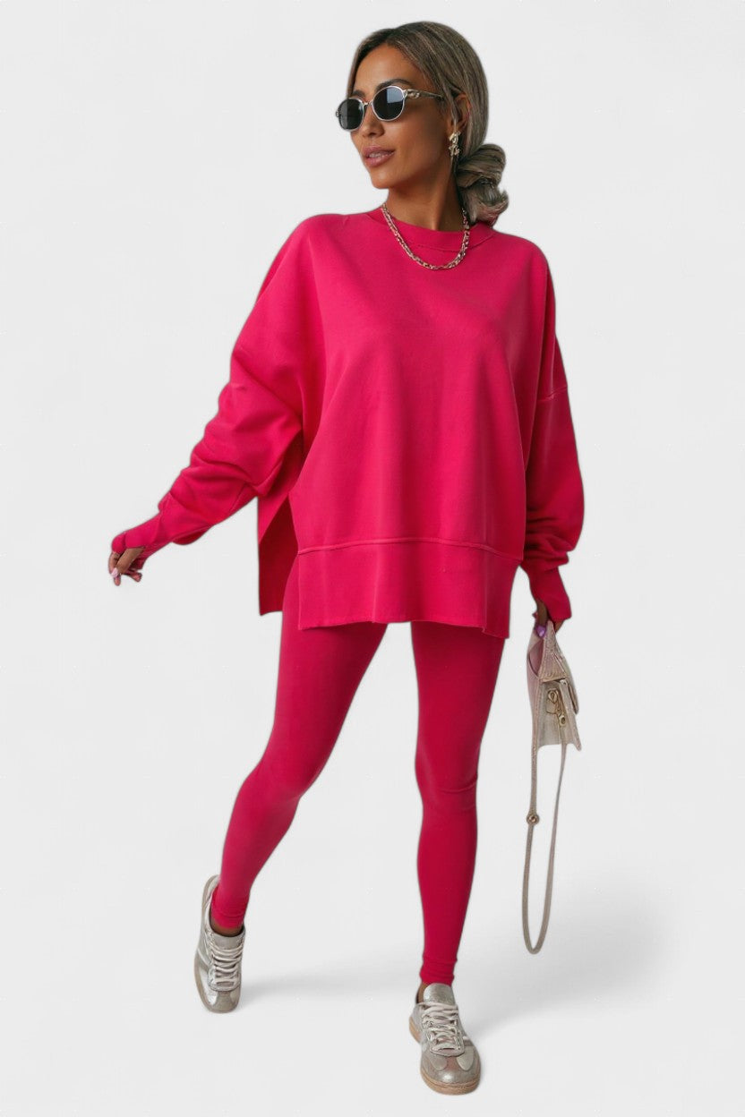 Olivia, Relaxed Long-Sleeve Top & Trousers Set