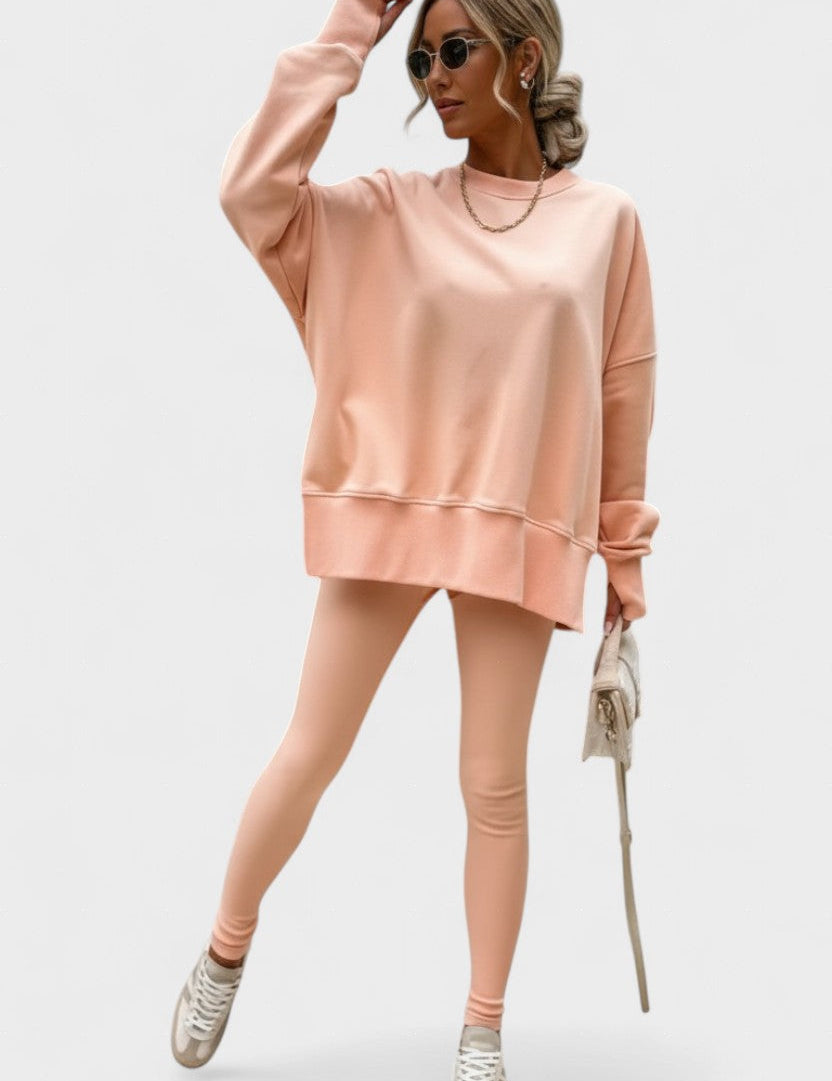 Olivia, Relaxed Long-Sleeve Top & Trousers Set