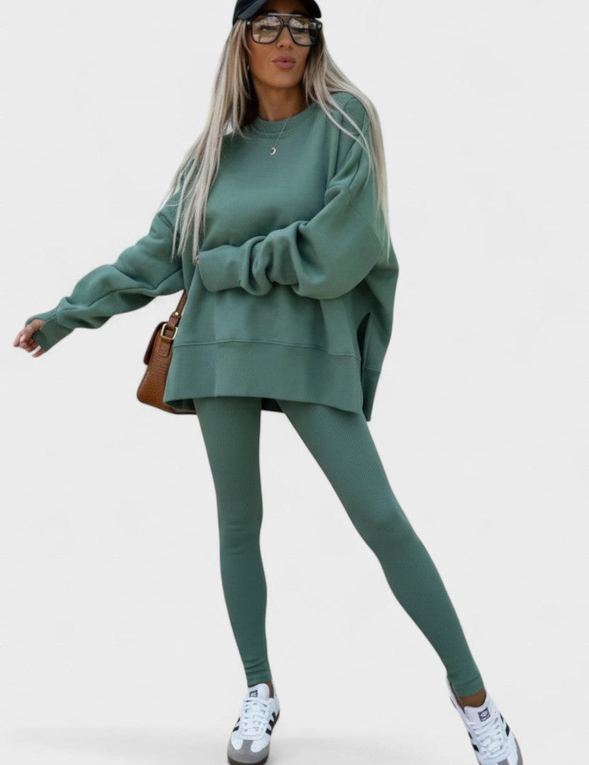 Olivia, Relaxed Long-Sleeve Top & Trousers Set