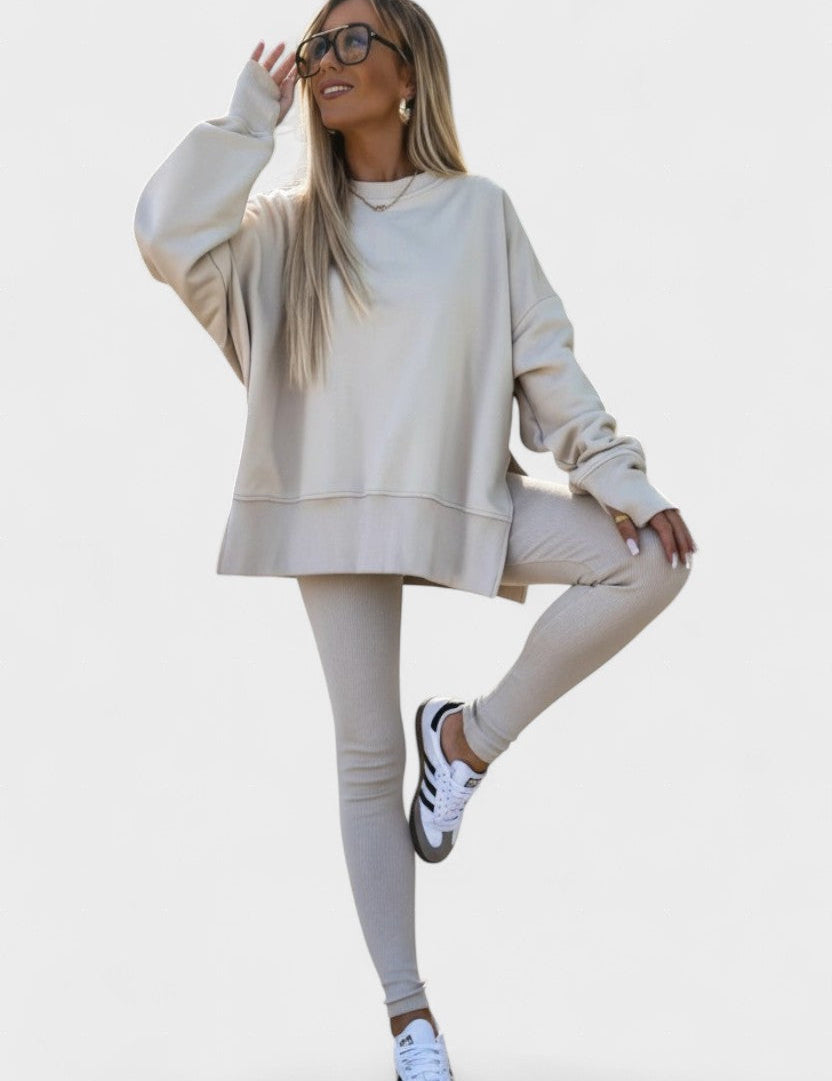 Olivia, Relaxed Long-Sleeve Top & Trousers Set