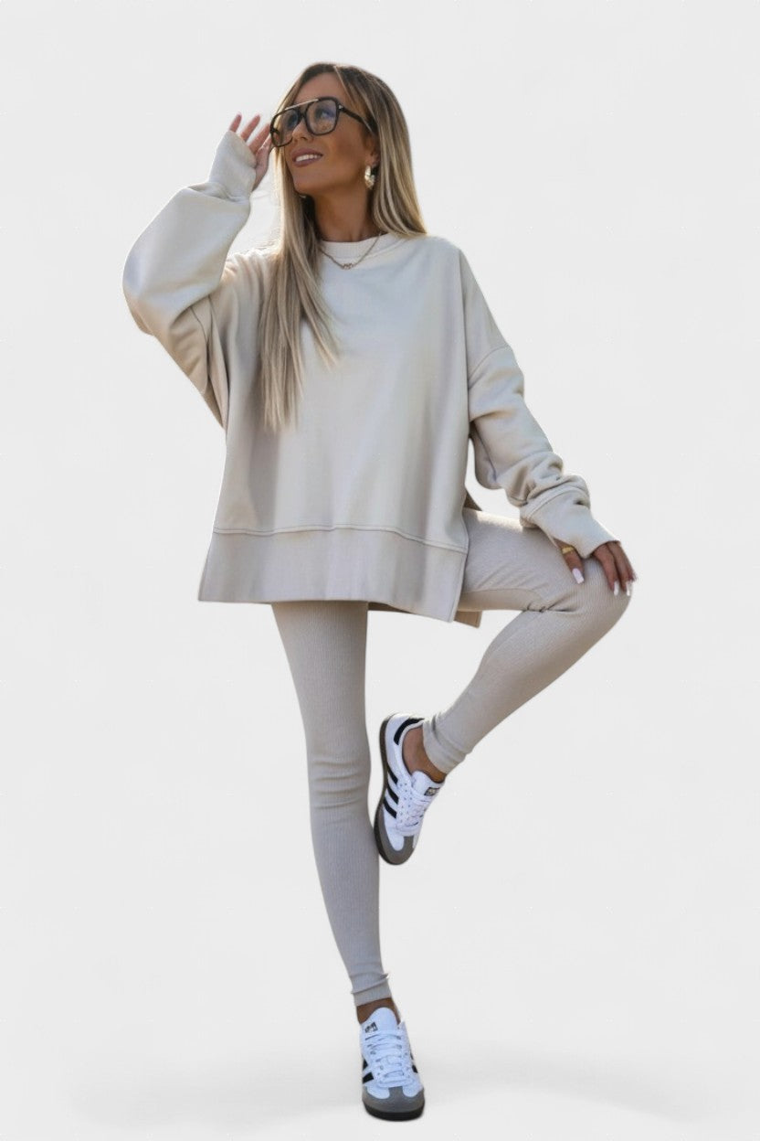 Olivia, Relaxed Long-Sleeve Top & Trousers Set