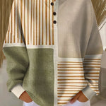 Hedda Patchwork Jumper in Green and Mustard Yellow