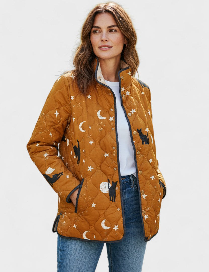 Loveday Quilted Jacket with Graphic Stripe Pattern